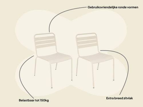 MaximaVida metalen tuinstoel Max ivoor - doos per 2 stuks