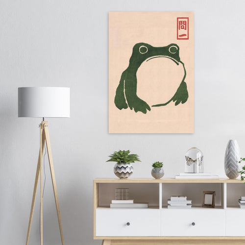 Artfulprints Poster Matsumoto Hoji - Frog II   - 70x100 cm - Donkergroen