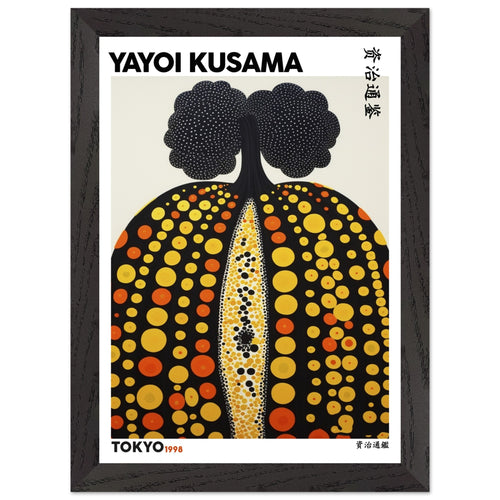 Artfulprints Poster met Lijst Yayoi Kusama - Tokyo pumpkin 1998   - A4 21x29.7 cm - Geel