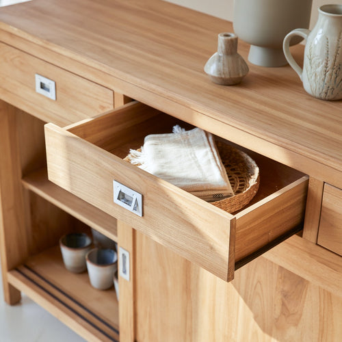 Tikamoon Massief teakhouten dressoir 180 cm - Naturel - vtwonen shop