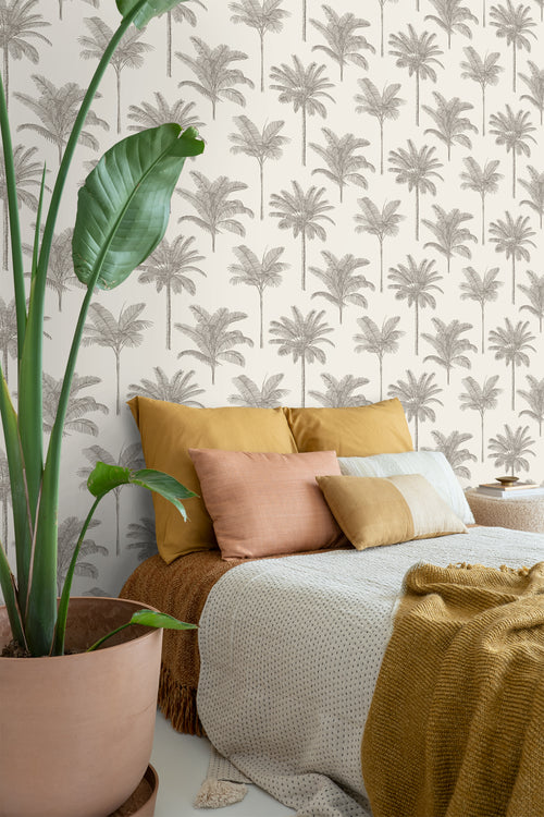 ESTAhome behang palmbomen lichtbeige - 53 cm x 10.05 m - 139163