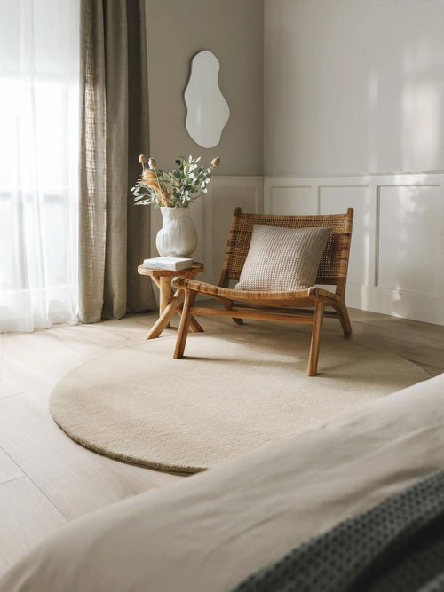 benuta wollen vloerkleed Bent - crème - ø 100 cm