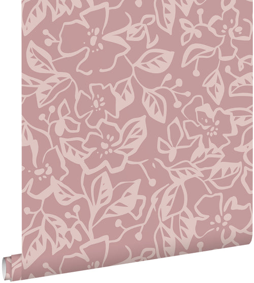 ESTAhome behang bladeren en bloemen oudroze - 50 x 900 cm - 131377 - vtwonen shop