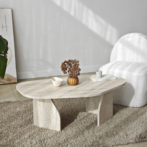 Calicosy - ROCK Salontafel met brede poten - Steen - 60x100x35 cm