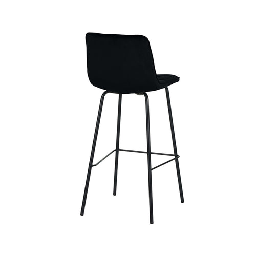LABEL51 Barkruk Bistro - Zwart Velvet - Zithoogte 78cm - Set van 2