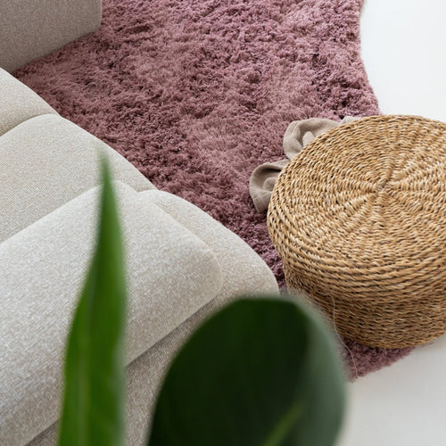 Organisch hoogpolig vloerkleed Pilo Darkpink Polyester Interieur05