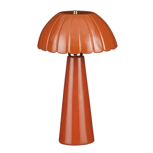 Mica Decorations Naomi Tafellamp Bruin Keramiek - Sfeervolle Tafellamp met Geplooide Kap - E27 Fitting Max. 60W IP20 Classificatie - Stijlvolle