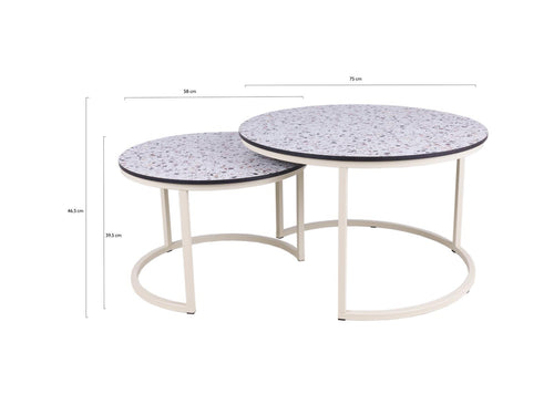 MaximaVida ronde salontafel set Lucca XL 75 en 58 cm ivoor – HPL terrazzo look - vtwonen shop