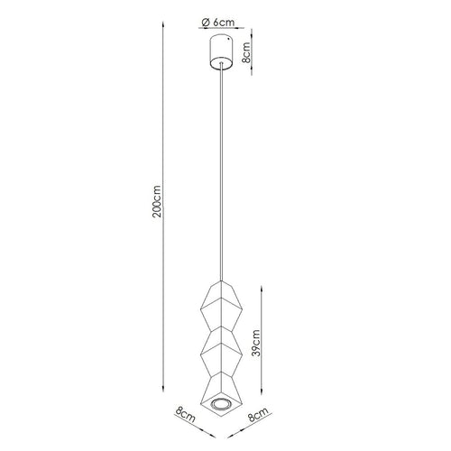 Sollux Lighting Hanglamp KUBBE middelgroot S - 8x8x200cm