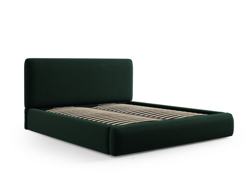 Cosmopolitan Design Opbergbed met hoofdeinde Colonel 140x200cm, flueel, flessengroen - 220x160x100cm