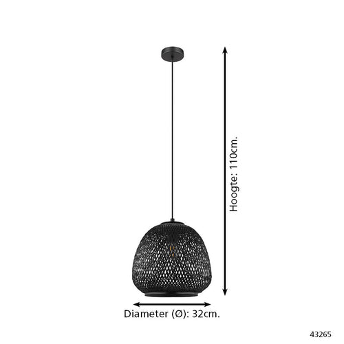EGLO dembleby 1 Dembleby 1 - hanglamp - e27 - ø 32 cm - zwart - vtwonen shop