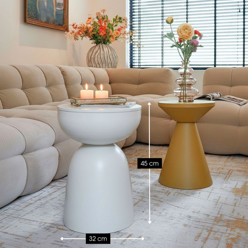 Mica Decorations Elliot Bijzettafel - Bijzettafel Rond H45 x Ø32 cm - Bijzettafeltje voor Woonkamer of Slaapkamer - Ideaal als Plantentafeltje - IJzer