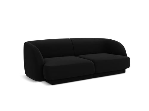 Micadoni Bank Miley 2-zits, flueel, zwart - 90x180x70cm