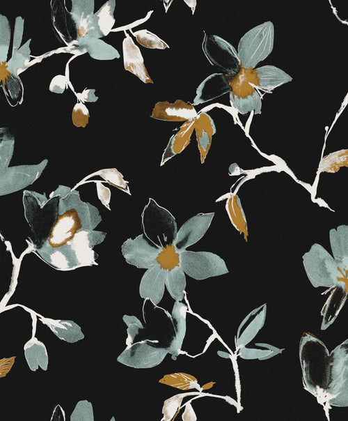Masureel behang bloemen zwart - 53 cm x 10.05 m - 631932 - vtwonen shop