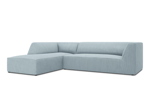 Micadoni linker hoekbank Ruby 4-zits, ribfluwelen, lichtblauw - 180x273x69cm