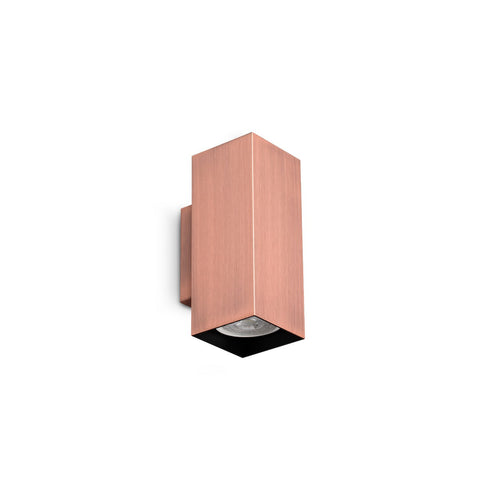 Ideal Lux LOOK 15 cm vierkante wandlamp met op- en neerwaartse beweging, koperkleurig, 2x GU10 fitting