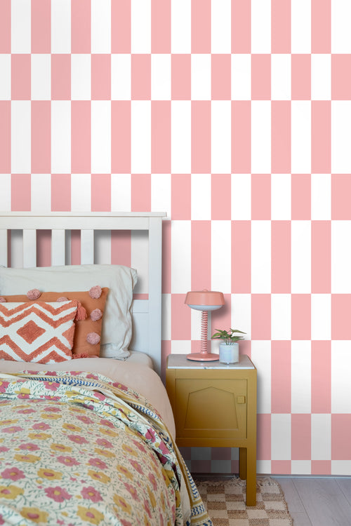 ESTAhome behang streep roze en wit - 50 x 900 cm - 130918