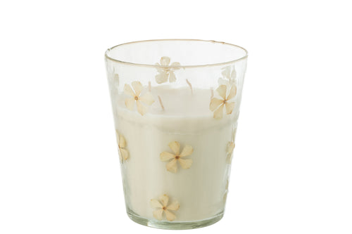 J-Line geurkaars Bloemen - Tender Rose - glas - transparant - large - 75U