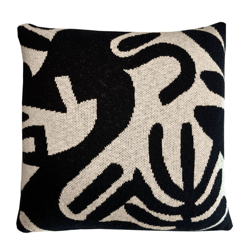 Malagoon kussen Floral victory - zwart - 50x50cm 100% organisch katoen