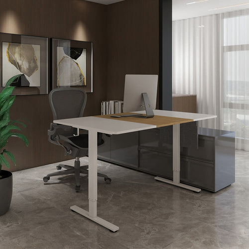 Home Deluxe In hoogte verstelbaar bureau incl. PC-houder wit/hout 160 x 60 cm