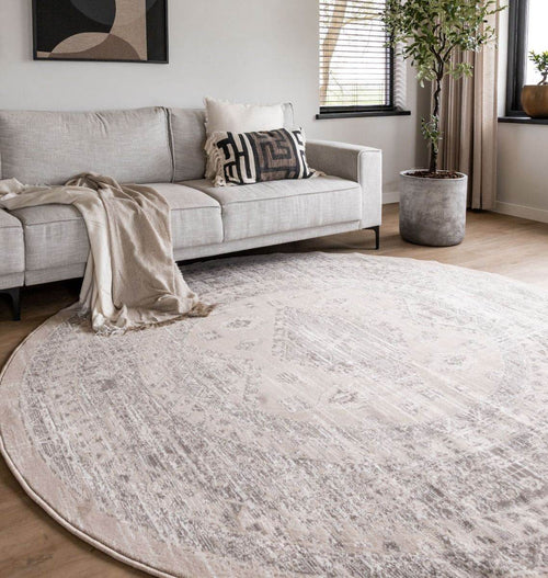 Interieur05 Rond vintage Vloerkleed Aila Zand/Beige - 120 x 120 cm - vtwonen shop