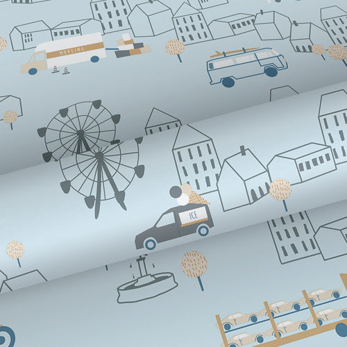 Sanders & Sanders behang auto's lichtblauw - 53 cm x 10 m - 640288 - vtwonen shop