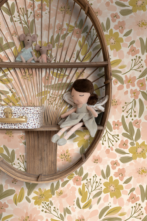 ESTAhome behang bloemen zacht roze, okergeel en vergrijsd groen - 50 x 900 cm - 130924 - vtwonen shop