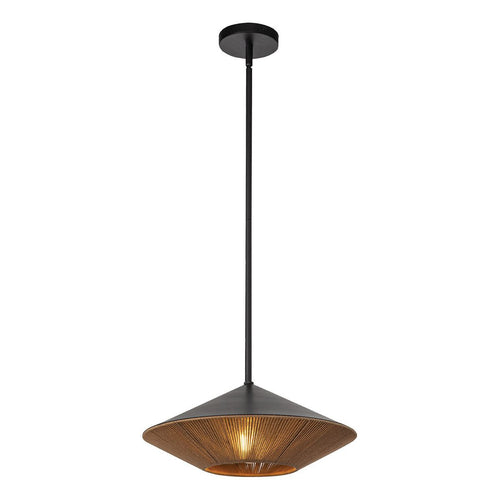 Kuppel-Pendelleuchte Modern Mattschwarz, Natur 1x E27