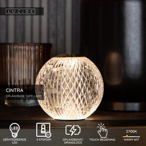 Lucide tafellamp CINTRA - Geïntegreerde LED - Transparant