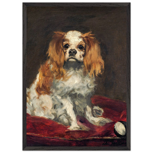 Artfulprints Poster met Lijst Edouard Manet - A King Charles Spaniel   - 50x70 cm - Bruin