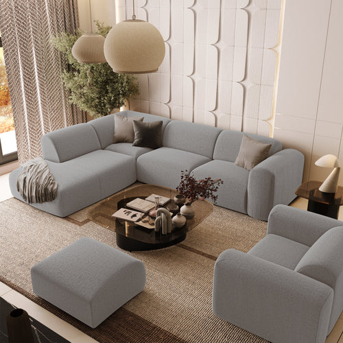 Sia Home - Hoekbanken links MYRA - Geweven stof - Lichtgrijs - 269cm