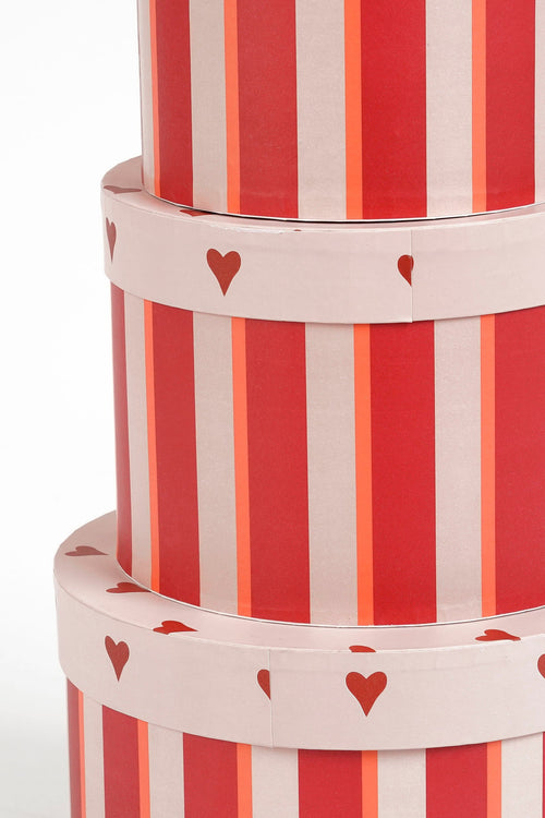 Mica Decorations Opbergdoos - Set van 3 - H14 x Ø21 cm - Papier - FSC Mix - Rood - vtwonen shop