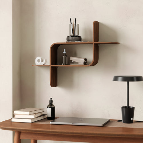 Umbra wandplank Montage - 64 x 48 x 16 cm - Licht walnoot