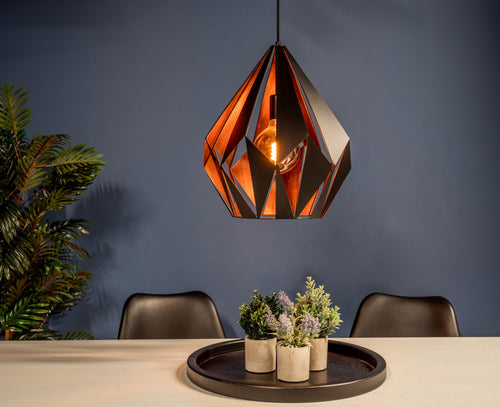 EGLO hanglamp Carlton 1 - e27 - ø 38,5 cm - zwart/koper - vtwonen shop