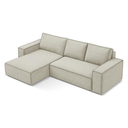 LaMiaSofa hoekbank links Livorno - textuurstof - lichtbeige - 290x185x82