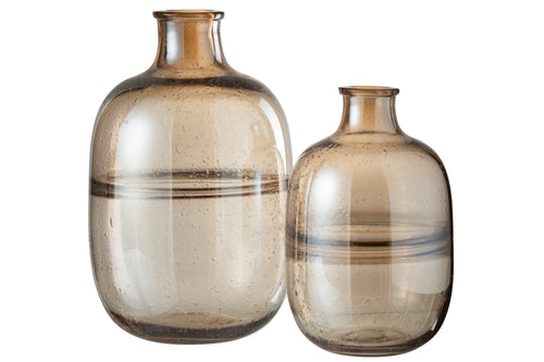 J-Line vaas Rond Ribbel - glas - amber - large - 35 cm hoog - vtwonen shop