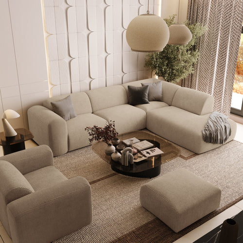 Sia Home - Rechte hoekbanken MYRA - Corduroy - Beige - 269cm - vtwonen shop