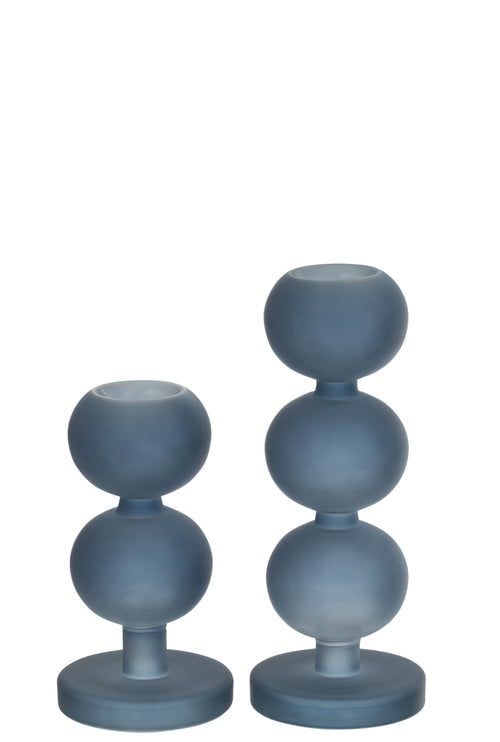 J-Line kandelaar Malik - glas - blauw - set van 2 - vtwonen shop