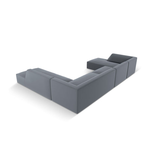 Cosmopolitan Design - Modulaire panoramische hoekbank rechts Siena 7-zits, imitatieleer donkerblauw - 273x366x69cm