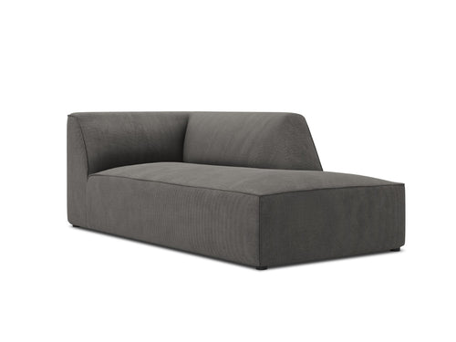 Micadoni rechter chaise longue Ruby ribfluwelen, donkergrijs - 180x93x69cm