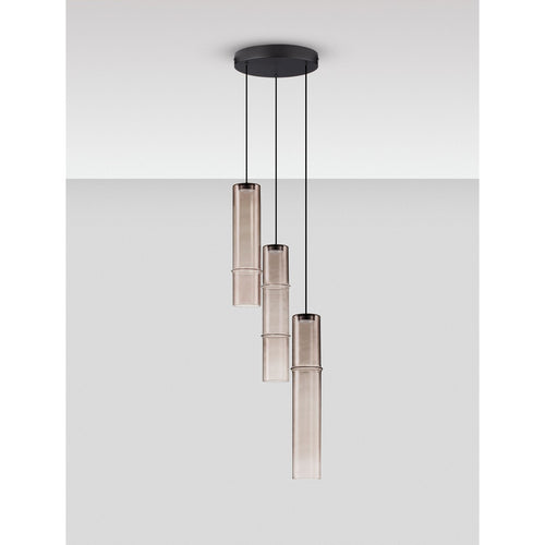 Nova Luce SANO Hanglamp met clusterontwerp, matzwart, mokkabruin, LED 9W 540lm 3000K