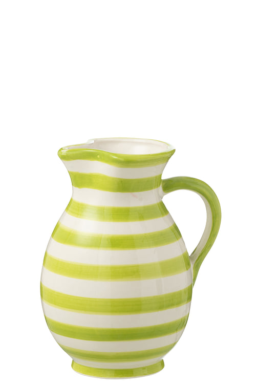 J-Line kruik Granada Stripes - keramiek - wit/groen - medium - vtwonen shop
