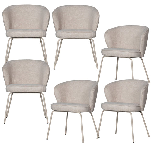 WOOOD eetkamerstoelen Admit - Polyester - Pebble - Set van 6 - vtwonen shop