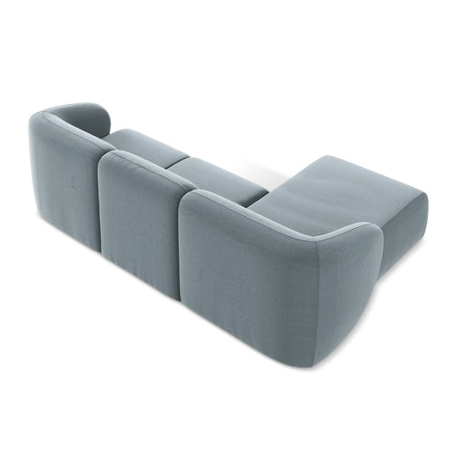 LaMiaSofa hoekbank links Cervo - velours - lichtblauw - 248x166x82