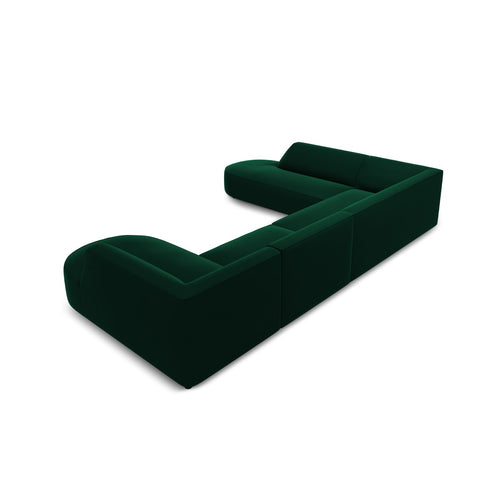 Cosmopolitan Design - Panoramische hoekbank Siena 7-zits, flueel flessengroen - 273x366x69cm