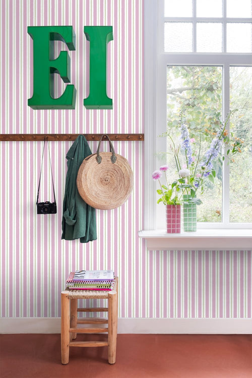 ESTAhome behang strepen paars en groen - 50 x 900 cm - 131959