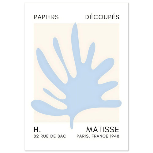 Artfulprints Poster met Lijst Matisse – Coral drift light blue   - A4 21x29.7 cm - Blauw