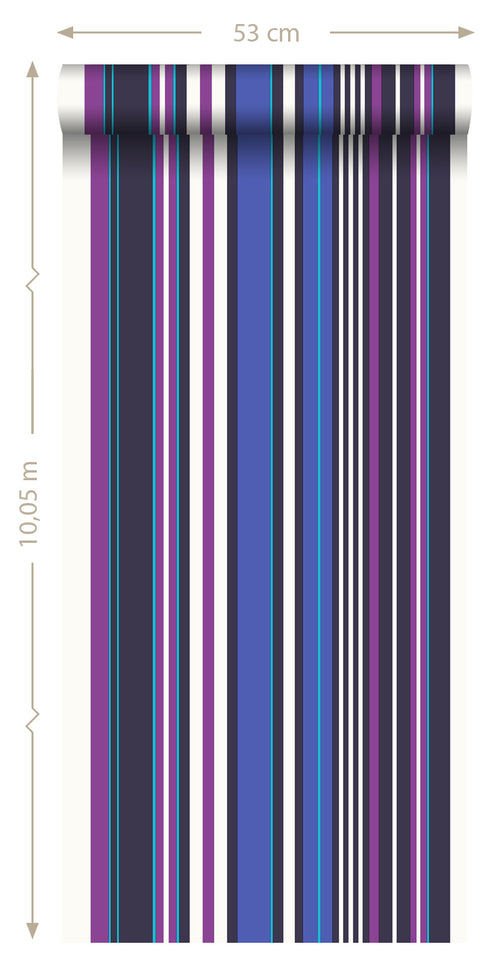 ESTAhome behang strepen paars en blauw - 53 cm x 10.05 m - 116536