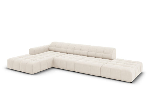 Cosmopolitan Design linker hoekbank Chicago 5-zits, flueel lichtbeige - 167x348x78cm