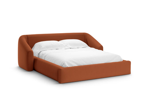 Cosmopolitan Design Opbergbed met hoofdeinde Campi 200x200cm structurele stof baksteen - 230x268x80cm